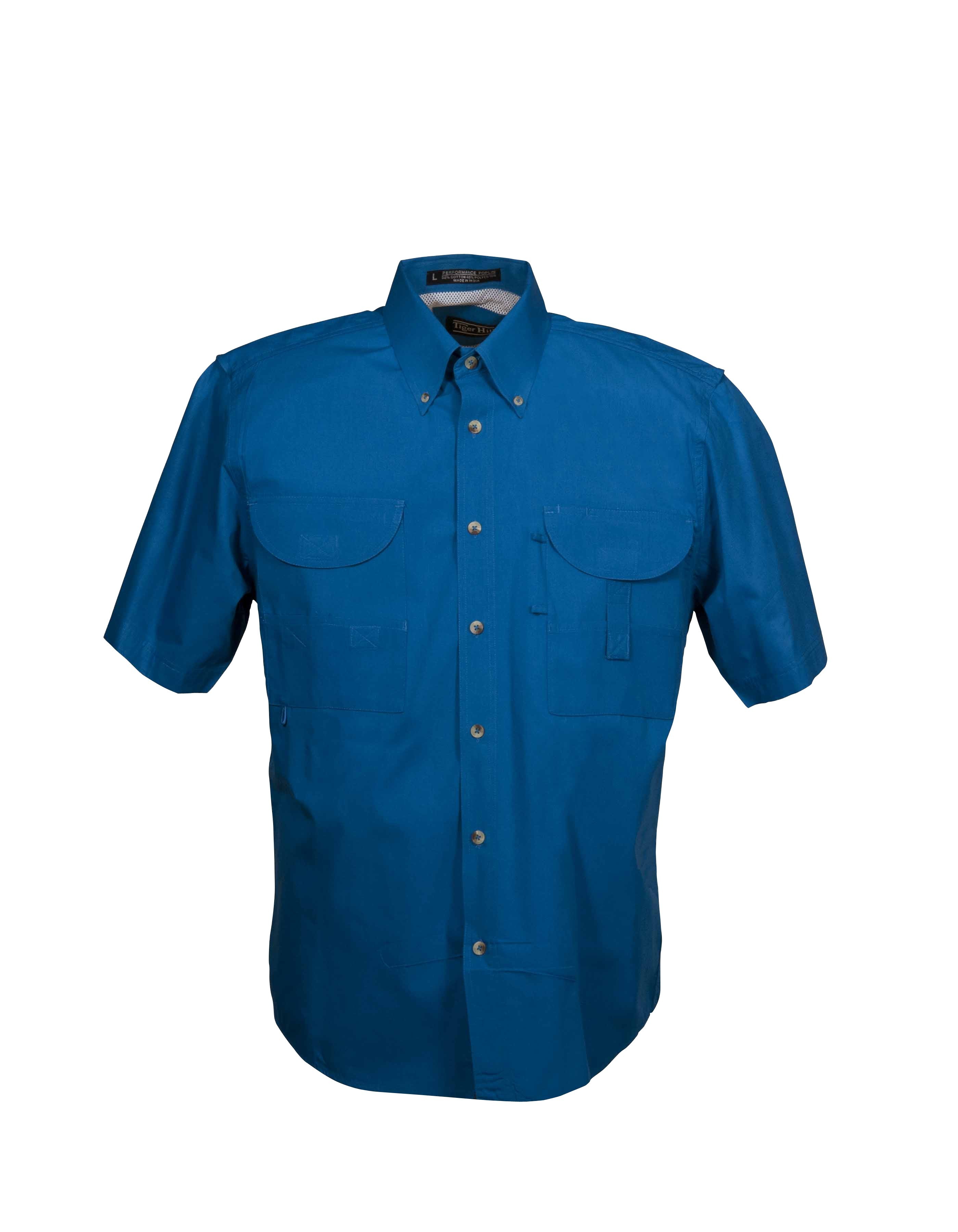 Tiger Hill Men's Fishing Shirt Short Sleeves Royal Blue