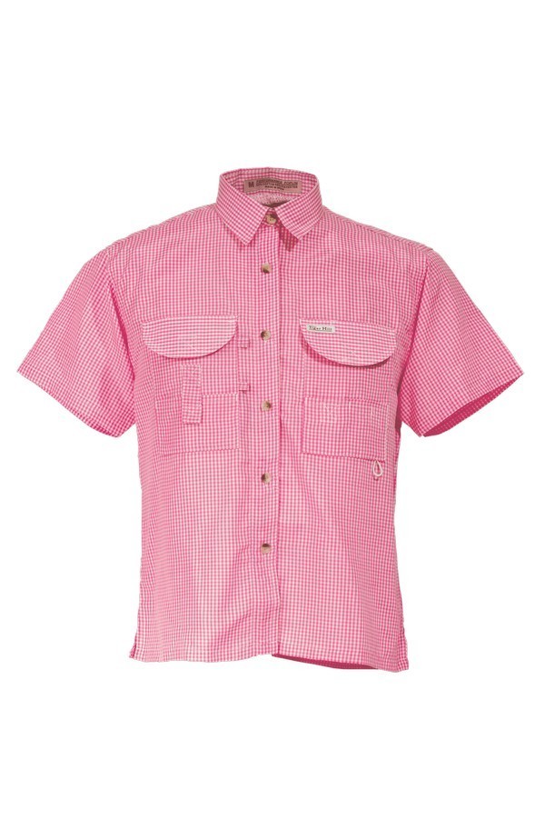 Tiger Hill Ladies Gingham Fishing Shirt Short Sleeves Pink