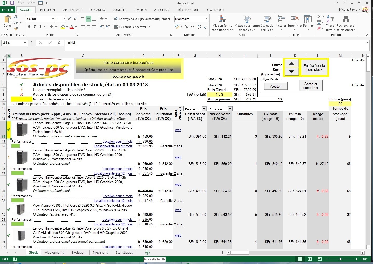 Gestion De Stocks Catalogue D Articles Excel