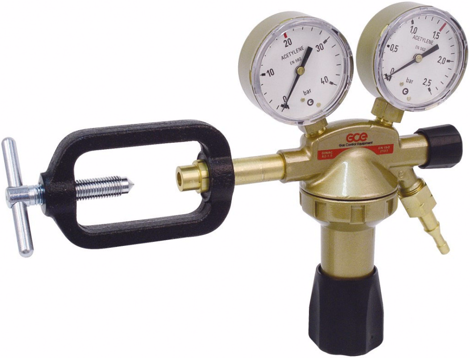 Редуктор ацетиленовый DINAC Plus A2 - 25/1,5 бар, вх. хомут; вых. G 3/8" LH, 5 м3/ч 0781324