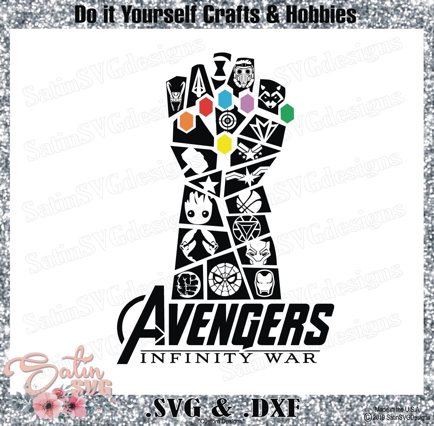 Avengers Infinity War End Game Thanos Glove Marvel Design SVG Files