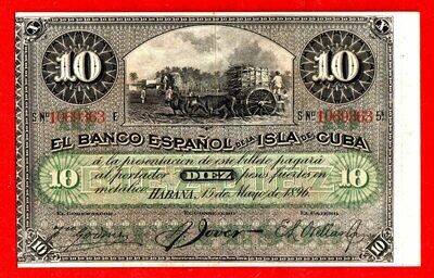 Куба. Бумажные деньги. 1896. 10 песо серебро * 100 штук. Banco Español de Cuba. Тип: 1896. (банковский вексель тёмный - 1896). Серия/№: . Подпись: . Catalog #. PRESS (UNC) Куба. Бумажные деньги. 1896. 10 песо серебро * 100 штук. Banco Español de Cuba. Тип: 1896. (банковский вексель тёмный - 1896). Серия/№: . Подпись: . Catalog #. PRESS (UNC)