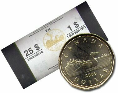 Канада. Елизавета II. 2006. 1 доллар - ролл из 25 монет. Серия: Елизавета II 1952-2002. 50 лет правления. Селезень. Ni-Cu. KM#. UNC. Note: без логотипа RCM Канада. Елизавета II. 2006. 1 доллар - ролл из 25 монет. Серия: Елизавета II 1952-2002. 50 лет правления. Селезень. Ni-Cu. KM#. UNC. Note: без логотипа RCM