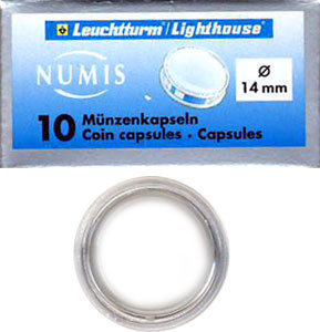 Капсулы для монет 14.00 мм. 1 * 10 шт. Lighthaus / Leuchtturm. Капсулы для монет 14.00 мм. 1 * 10 шт. Lighthaus / Leuchtturm.