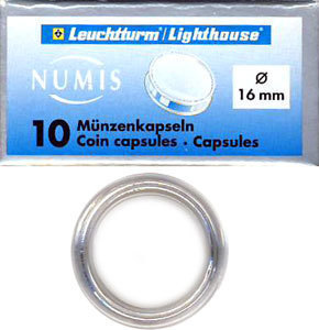 Капсулы для монет 16.00 мм. 1 * 10 шт. Lighthaus / Leuchtturm. Капсулы для монет 16.00 мм. 1 * 10 шт. Lighthaus / Leuchtturm.