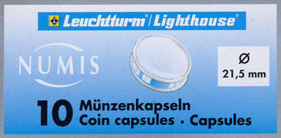 Капсулы для монет 21,50 мм. 1 * 10 шт. Lighthaus / Leuchtturm. Капсулы для монет 21,50 мм. 1 * 10 шт. Lighthaus / Leuchtturm.
