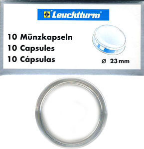 Капсулы для монет 23.00 мм. 1 * 10 шт. Lighthaus / Leuchtturm. Капсулы для монет 23.00 мм. 1 * 10 шт. Lighthaus / Leuchtturm.