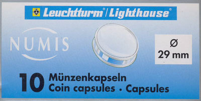 Капсулы для монет 29.00 мм. 1 * 10 шт. Lighthaus / Leuchtturm. Капсулы для монет 29.00 мм. 1 * 10 шт. Lighthaus / Leuchtturm.