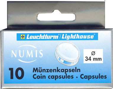 Капсулы для монет 34.00 мм. 1 * 10 шт. Lighthaus / Leuchtturm. Капсулы для монет 34.00 мм. 1 * 10 шт. Lighthaus / Leuchtturm.