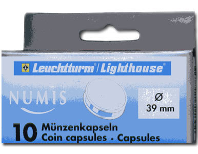 Капсулы для монет 39.00 мм. 1 * 10 шт. Lighthaus / Leuchtturm. Капсулы для монет 39.00 мм. 1 * 10 шт. Lighthaus / Leuchtturm.