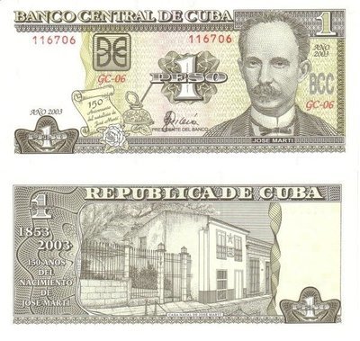 Куба. Бумажные деньги. 2003. 1 песо CUP * 100 штук. 150 лет со дня рождения Хосе Марти. Тип: Памятная. Серия/№: . Подпись: . Catalog #. PRESS (UNC) Куба. Бумажные деньги. 2003. 1 песо CUP * 100 штук. 150 лет со дня рождения Хосе Марти. Тип: Памятная. Серия/№: . Подпись: . Catalog #. PRESS (UNC)