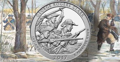 США. 2017. 25 долларов. P. Серия Прекрасная Америка®. Национальный исторический парк Джордж Роджерс Кларк. 0.9999 Серебро 5.0 Oz., ASW., 155.517 g., UNC США. 2017. 25 долларов. P. Серия Прекрасная Америка®. Национальный исторический парк Джордж Роджерс Кларк. 0.9999 Серебро 5.0 Oz., ASW., 155.517 g., UNC