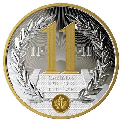 Канада. Елизавета II. 2018. 1 доллар. 11.11.1918-2018. 100 лет окончания первый мировой войны. 0.999 Серебро 0.745 Oz. ASW., 23.170 g., KM#. PROOF Канада. Елизавета II. 2018. 1 доллар. 11.11.1918-2018. 100 лет окончания первый мировой войны. 0.999 Серебро 0.745 Oz. ASW., 23.170 g., KM#. PROOF