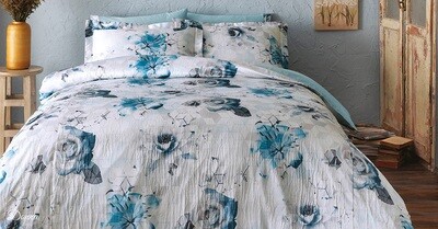 Двуспальный КПБ TIVOLYO HOME DONNA жатка Синий Двуспальный КПБ TIVOLYO HOME DONNA жатка Синий
