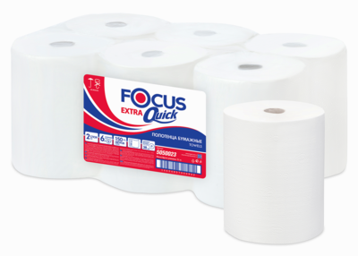 Бумажные полотенца в рулонах FOCUS (Фокус) Extra Quick 2х слойные 150 метров Бумажные полотенца в рулонах FOCUS (Фокус) Extra Quick 2х слойные 150 метров
