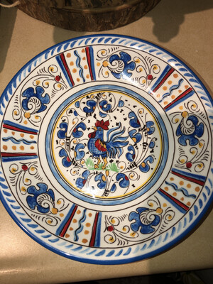 Le Cadeaux ROOSTER BLUE STRAIGHT EDGE PASTA BOWL Le Cadeaux ROOSTER BLUE STRAIGHT EDGE PASTA BOWL