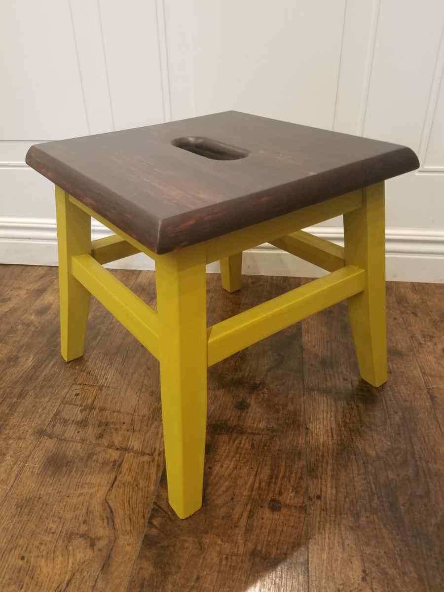 OLG Mustard Wood Step Stool olg18