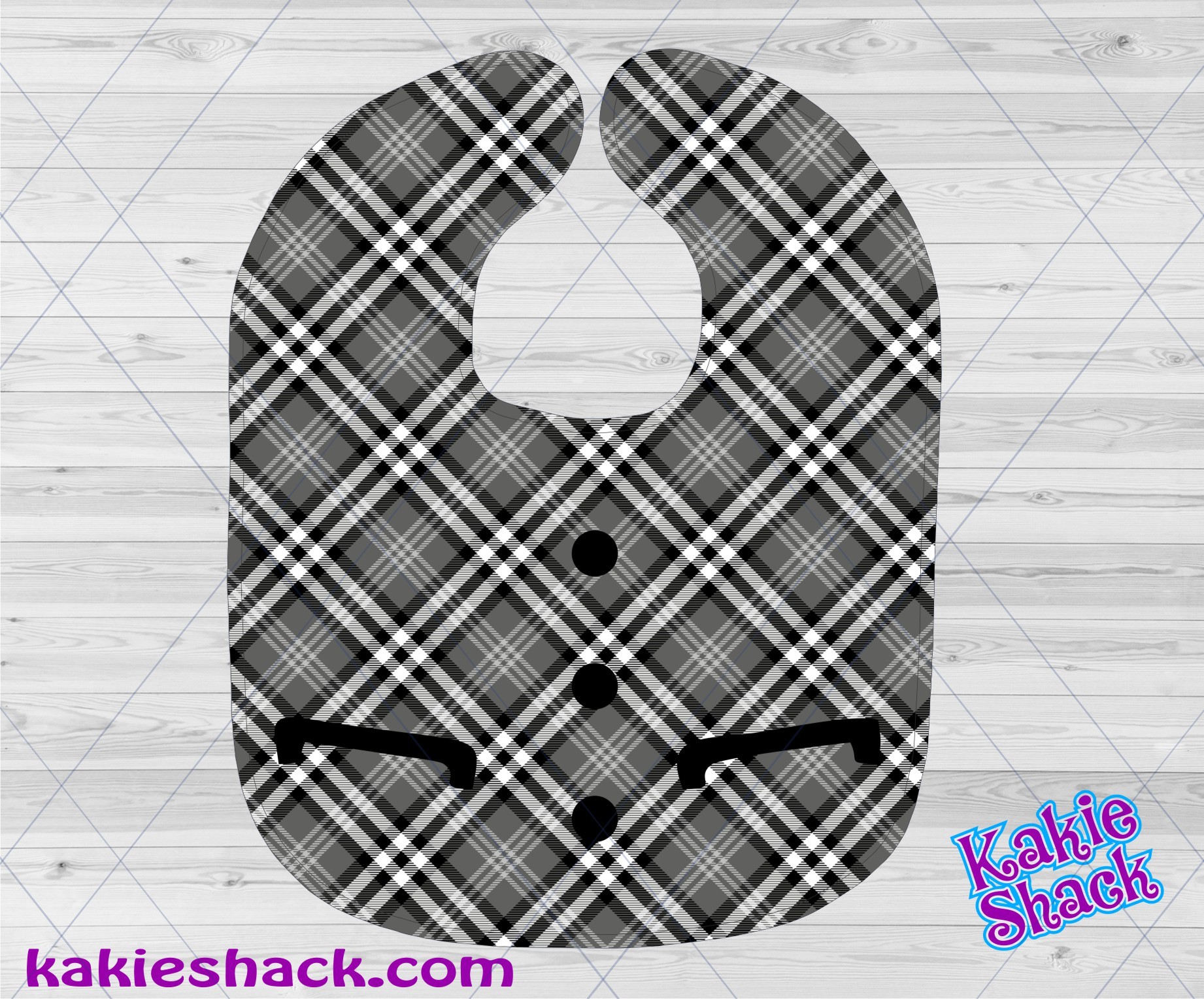 Black Plaid Tux Bib 00249