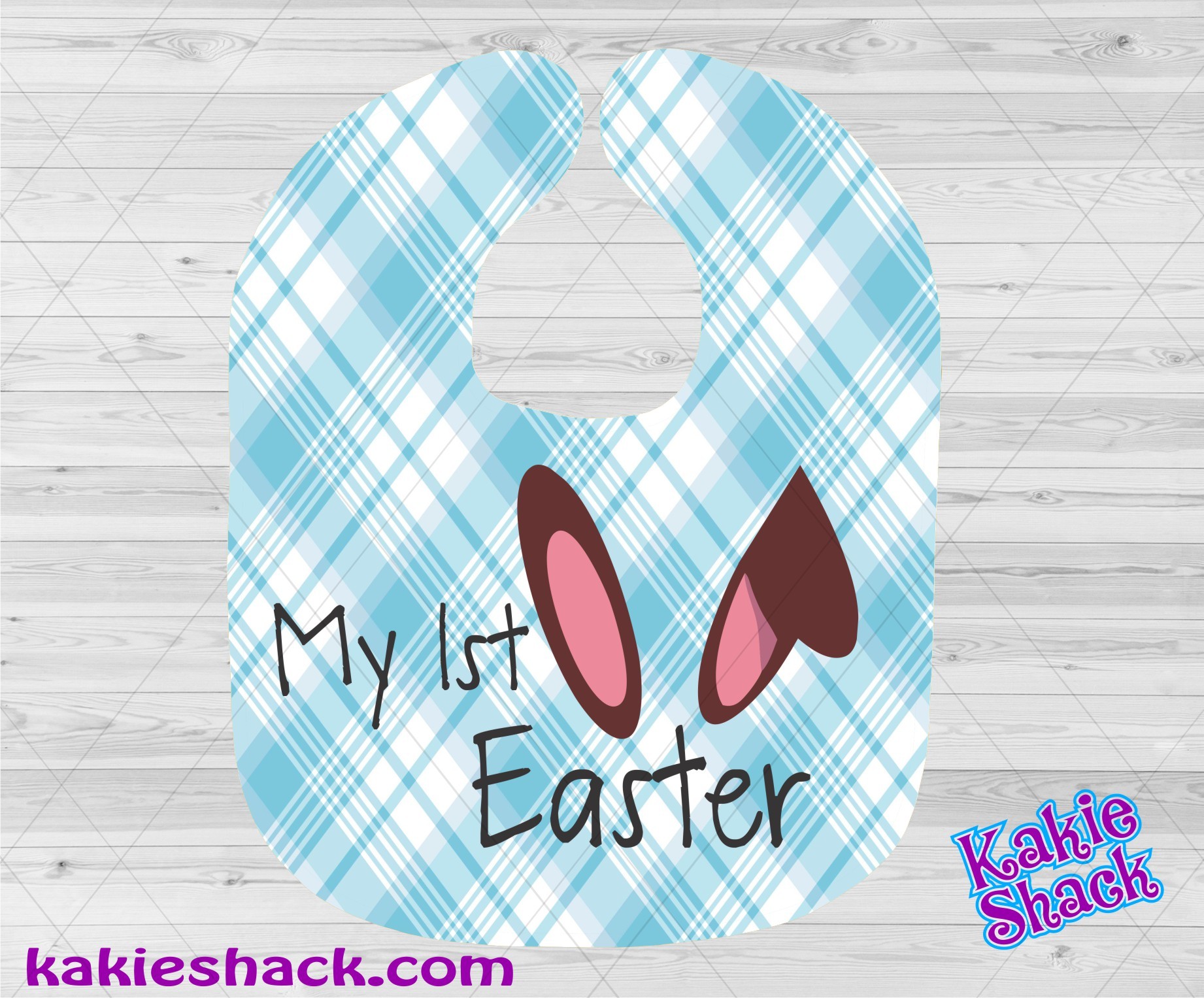 Blue Plaid 1st Easter Bib 00250