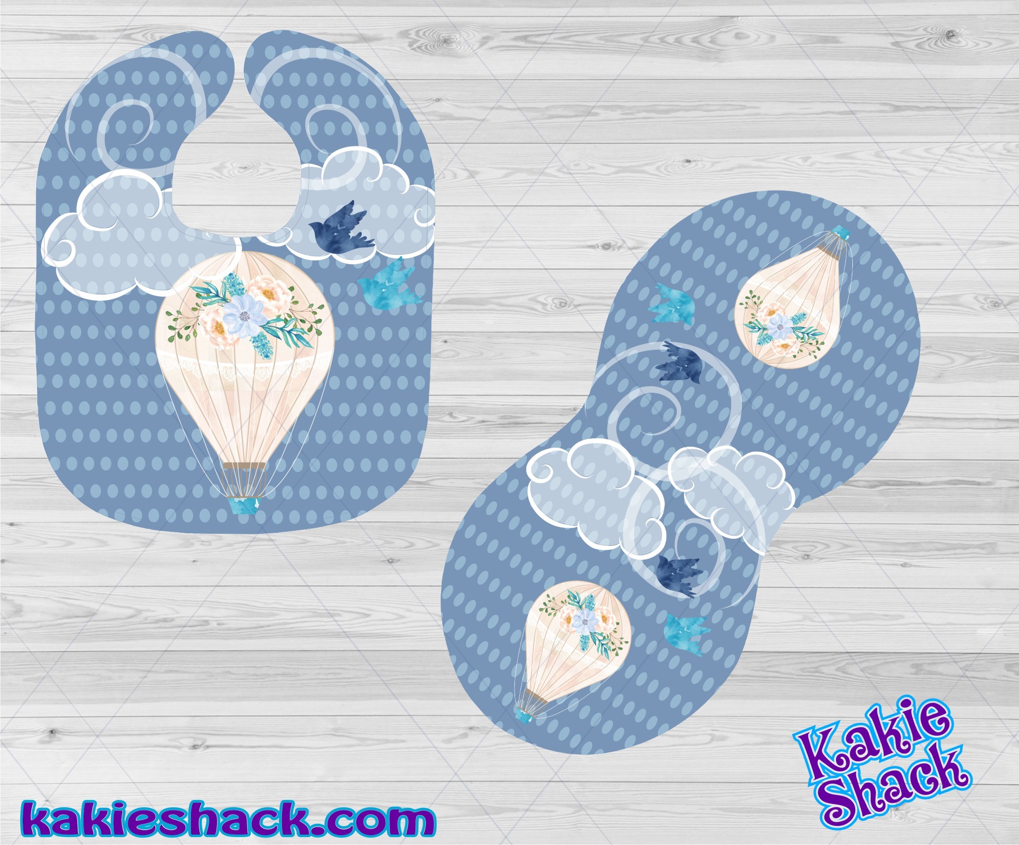 Blue Hot Air Balloon Bib set 00267