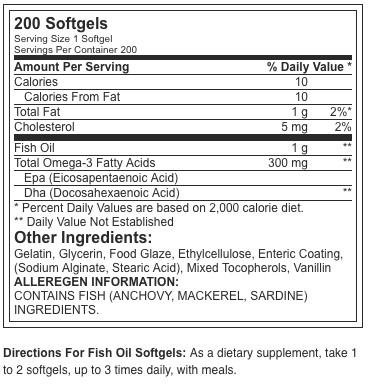 Optimum Nutrition Enteric Fish Oil 200 softgels