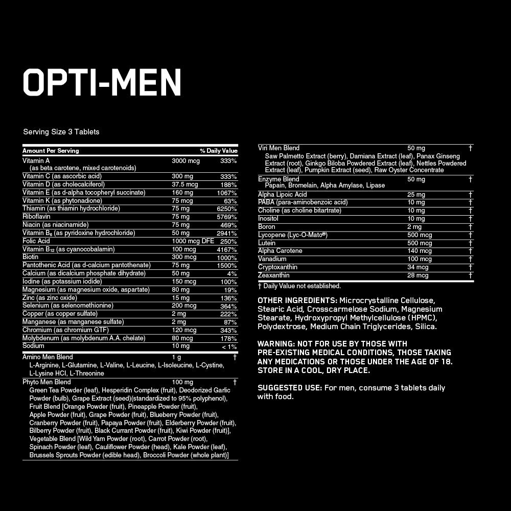 Optimum Nutrition Opti-men Multi-vitamin - 150 Tablets