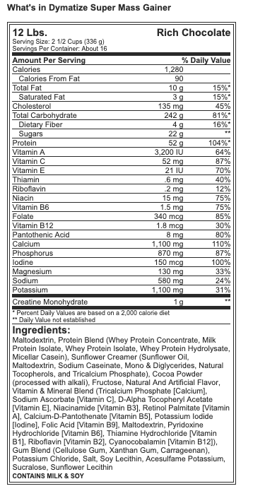Dymatize Super Mass Gainer - 12lb