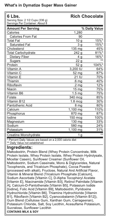 Dymatize Super Mass Gainer - 6lb