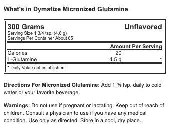 Dymatize Glutamine Micronized 300g