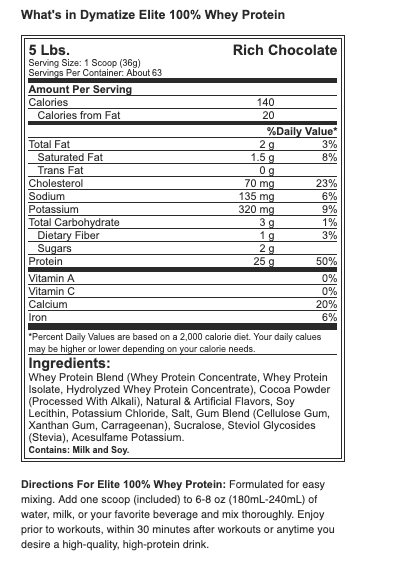 Dymatize Elite 100% Whey Protein - 5 lbs