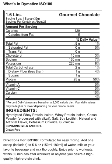 Dymatize ISO 100 - 1.6 Lbs