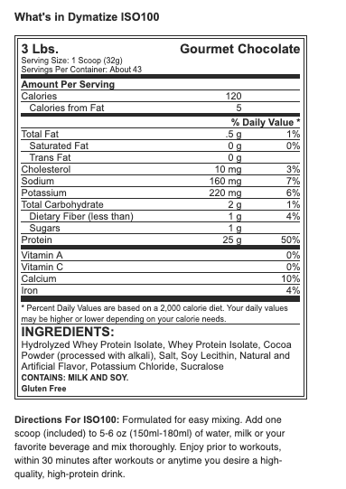 Dymatize ISO 100 - 3 Lbs