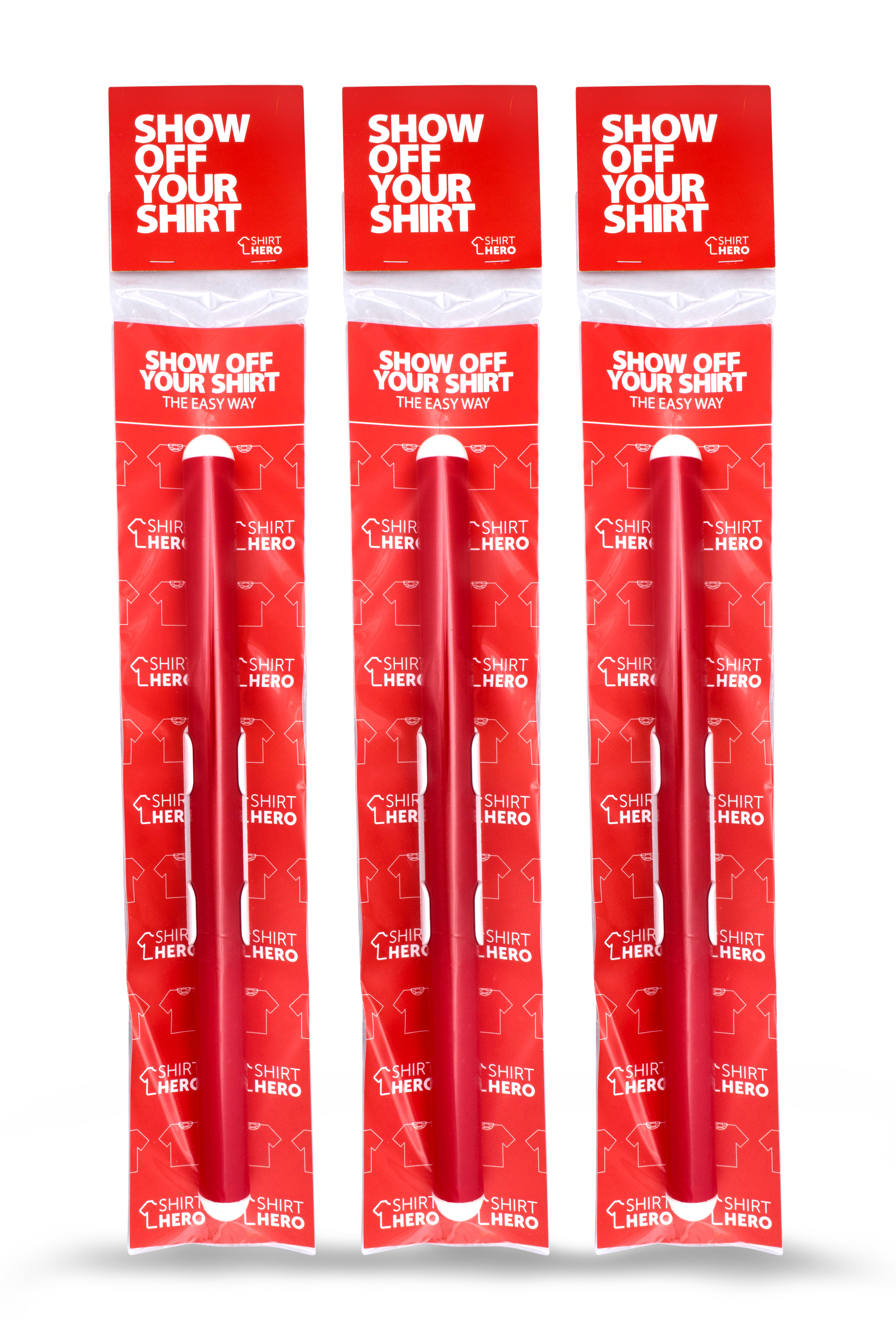 SHIRT HERO Shirt Display 3 PACK (Red & White)
