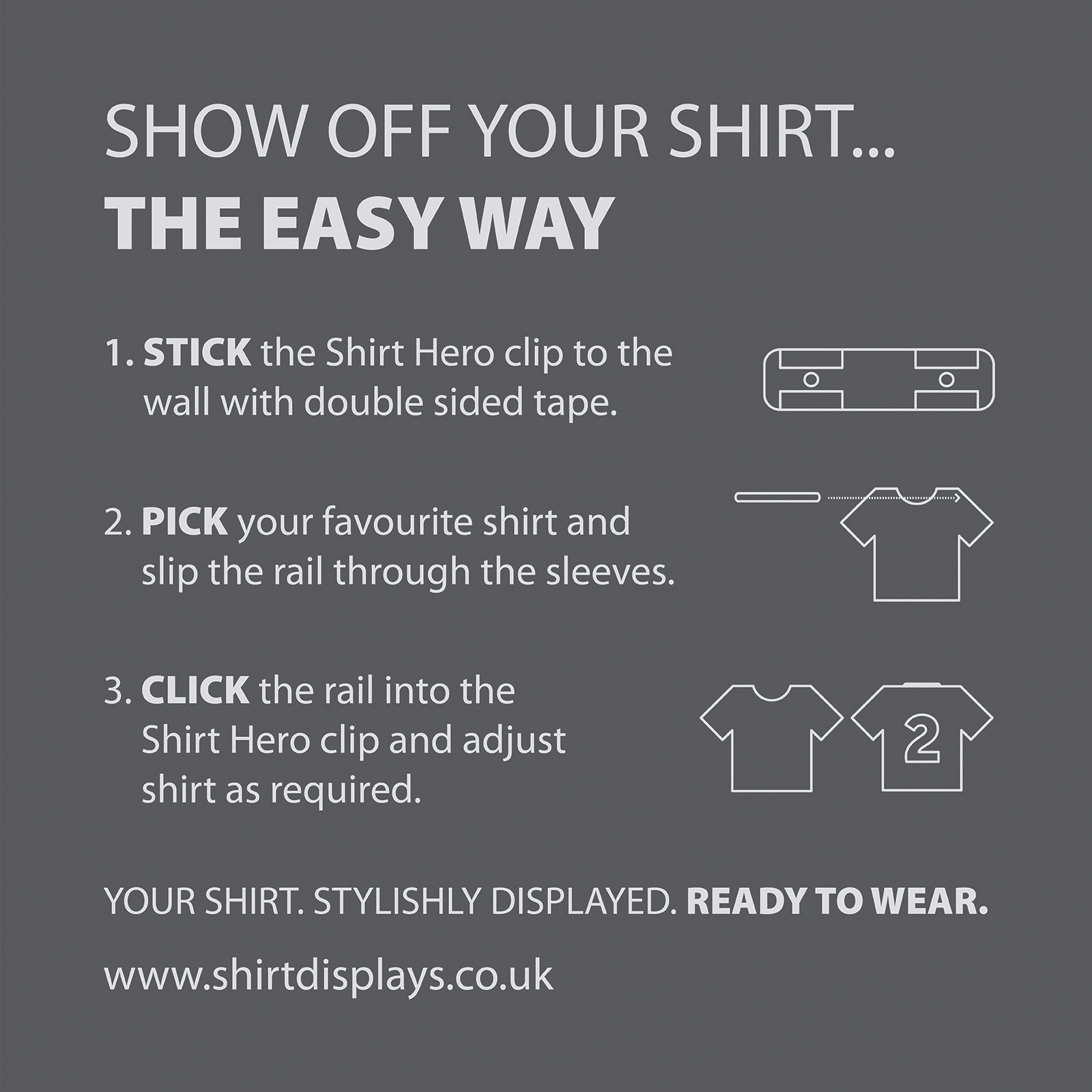 SHIRT HERO Shirt Display Mount (White)
