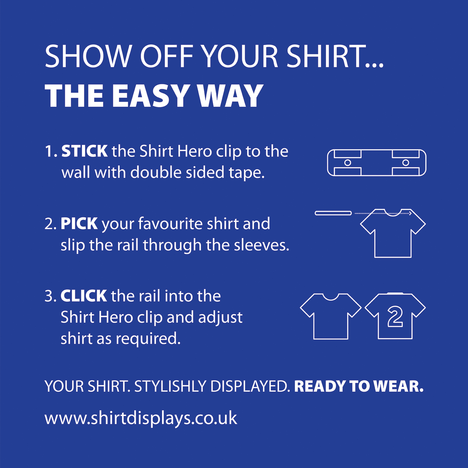 SHIRT HERO Shirt Display 3 PACK (Blue & White)
