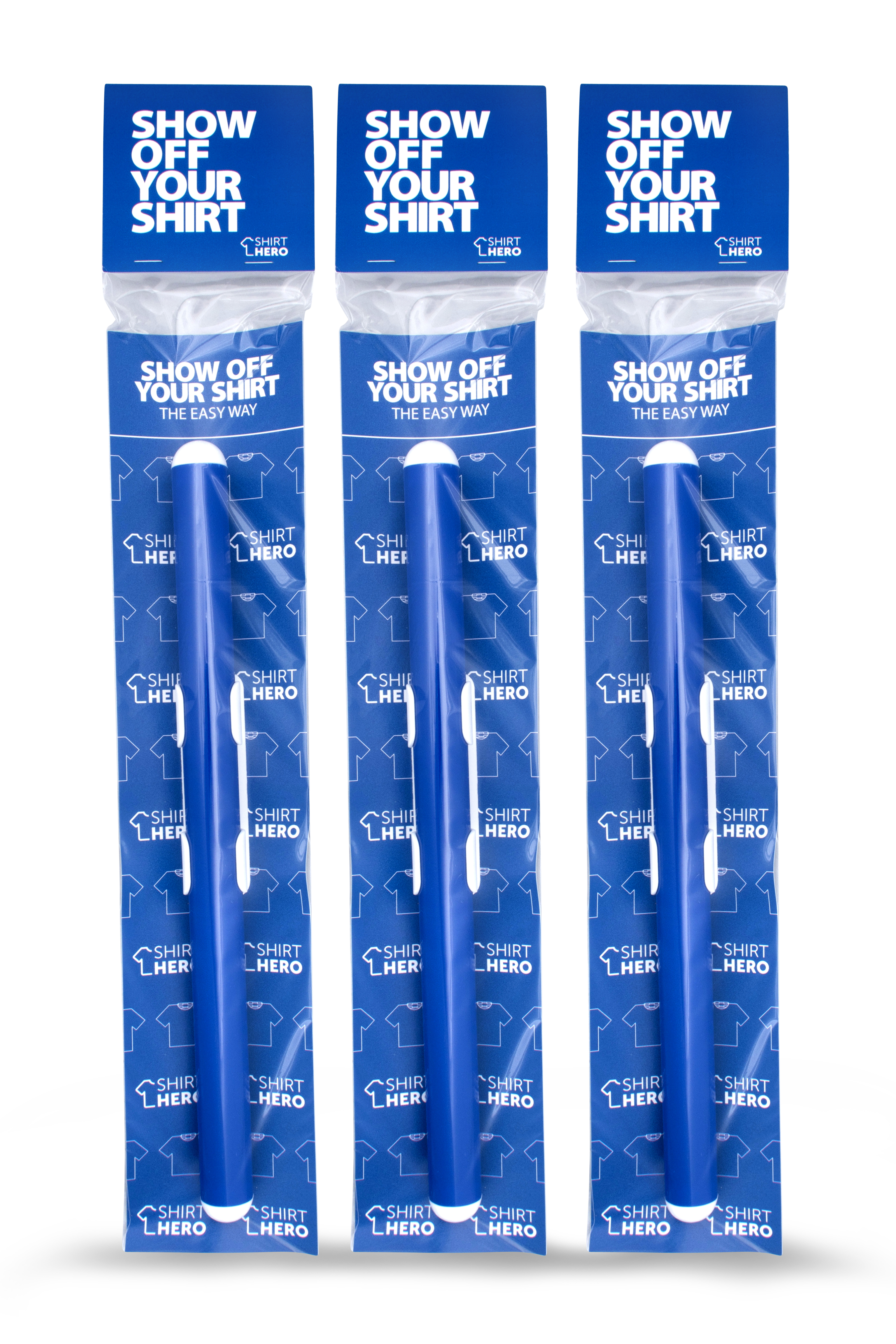 SHIRT HERO Shirt Display 3 PACK (Blue & White)
