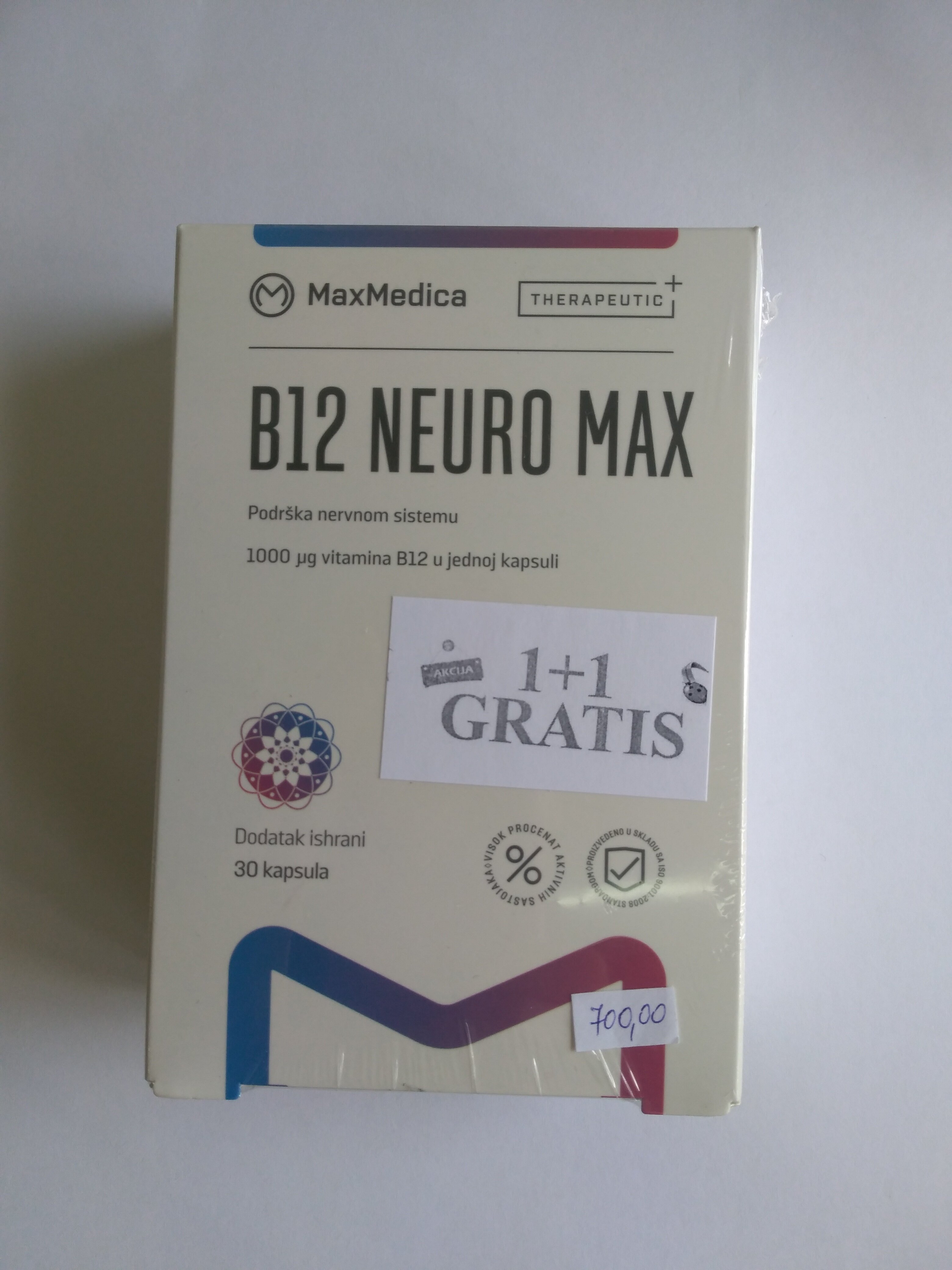 B 12 Neuro Max 1000 mcg 30 cps + 30 cps gratis 00386