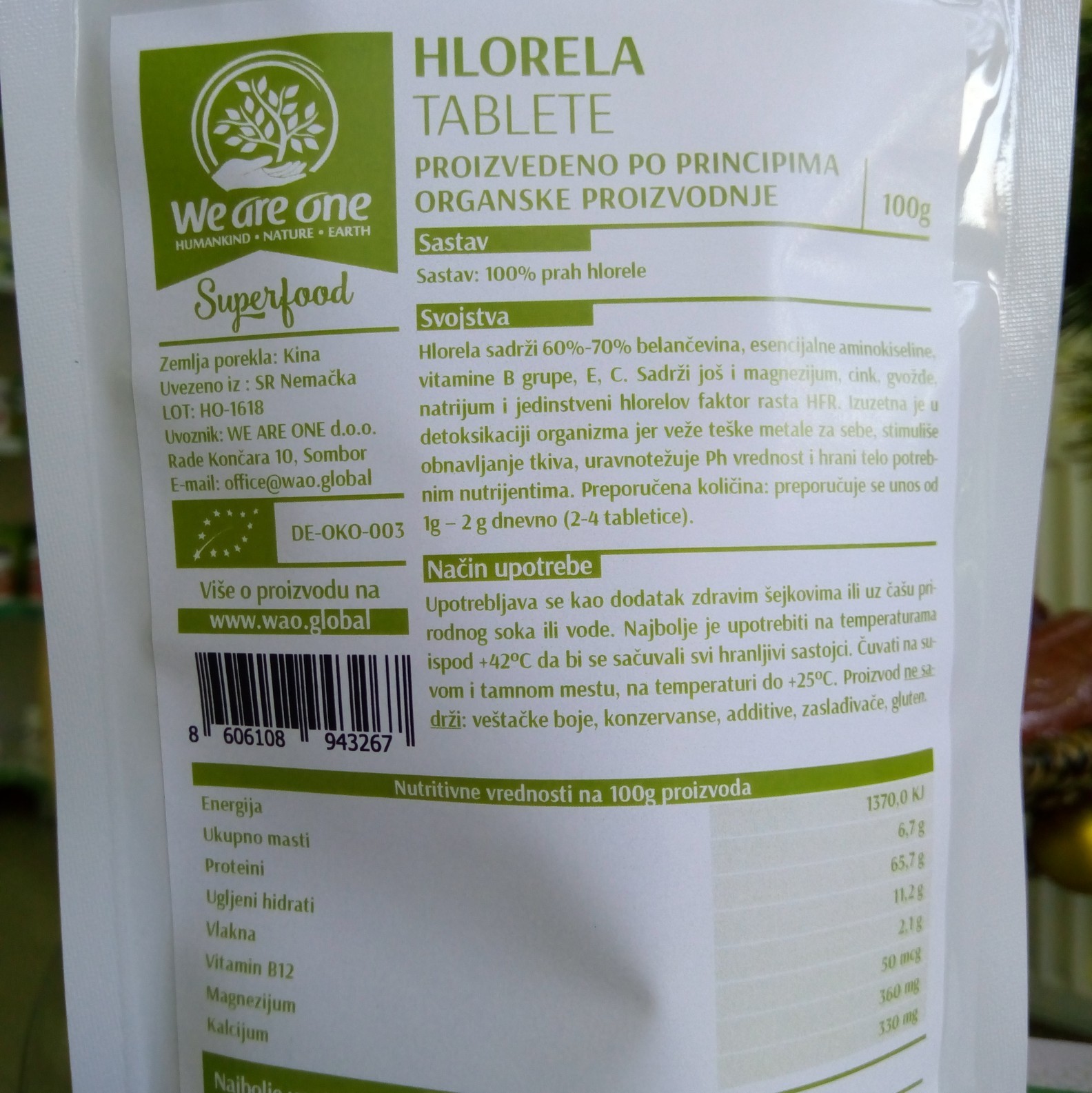 WAO Hlorela tablete 100 g
