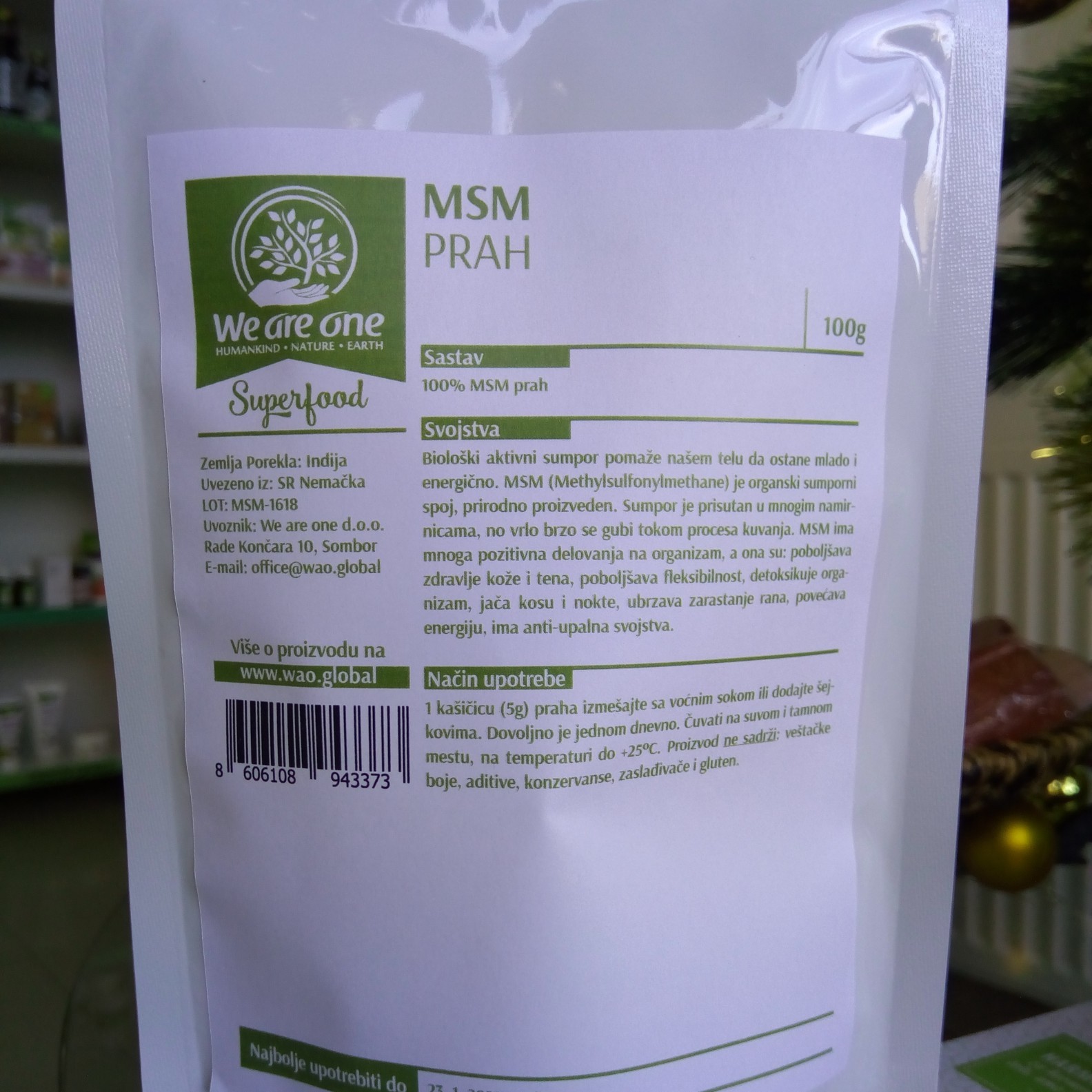WAO MSM prah - za zdrave zglobove 100 g
