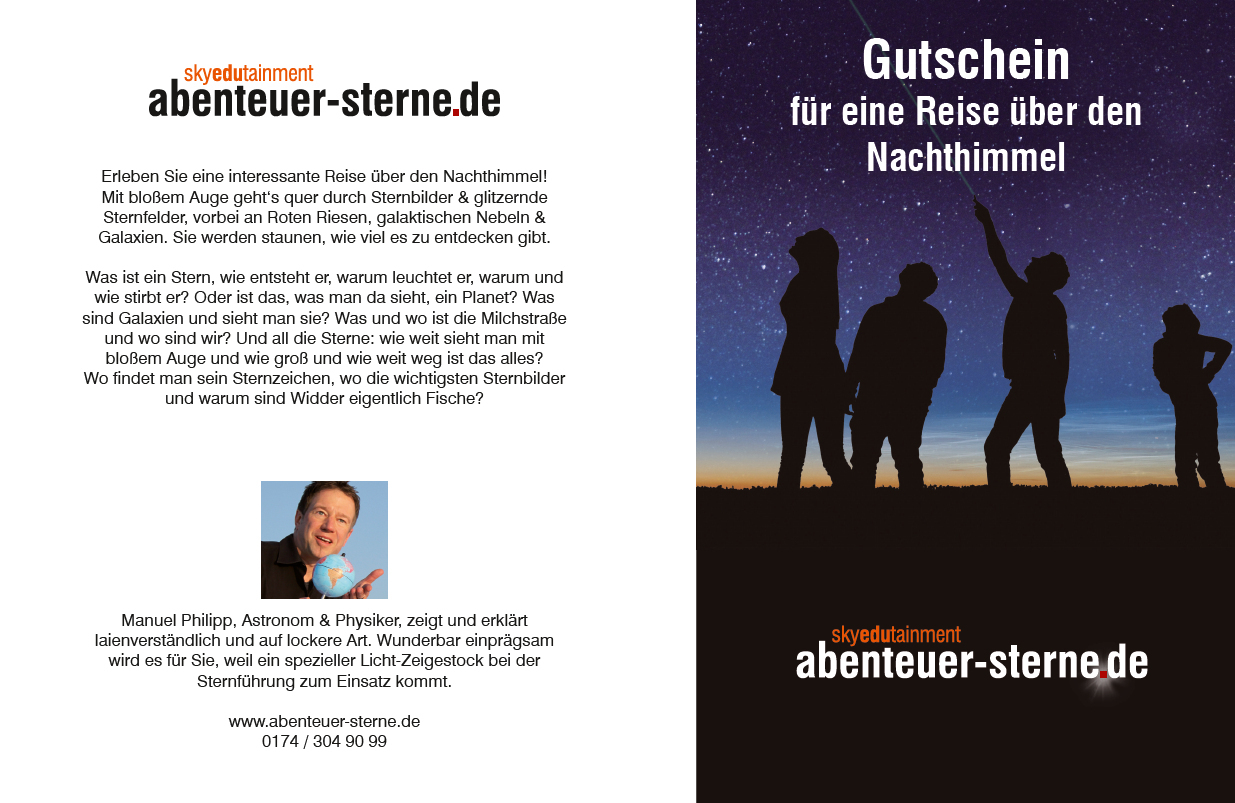 Gutschein öffentl. Sternführung mit bloßem Auge (auf der Ratzinger Höhe)