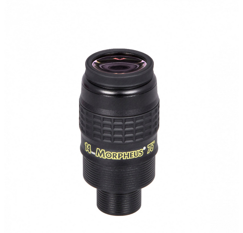 Brennweite: 14 mm. 76° echtes Bildfeld. Höhe: 85 mm. Dicke: 55 mm. Augenabstand: 18,5 mm.