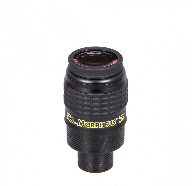 Brennweite: 17,5 mm. 76° echtes Bildfeld. Höhe: 79 mm. Dicke: 55 mm. Augenabstand: 19 mm.