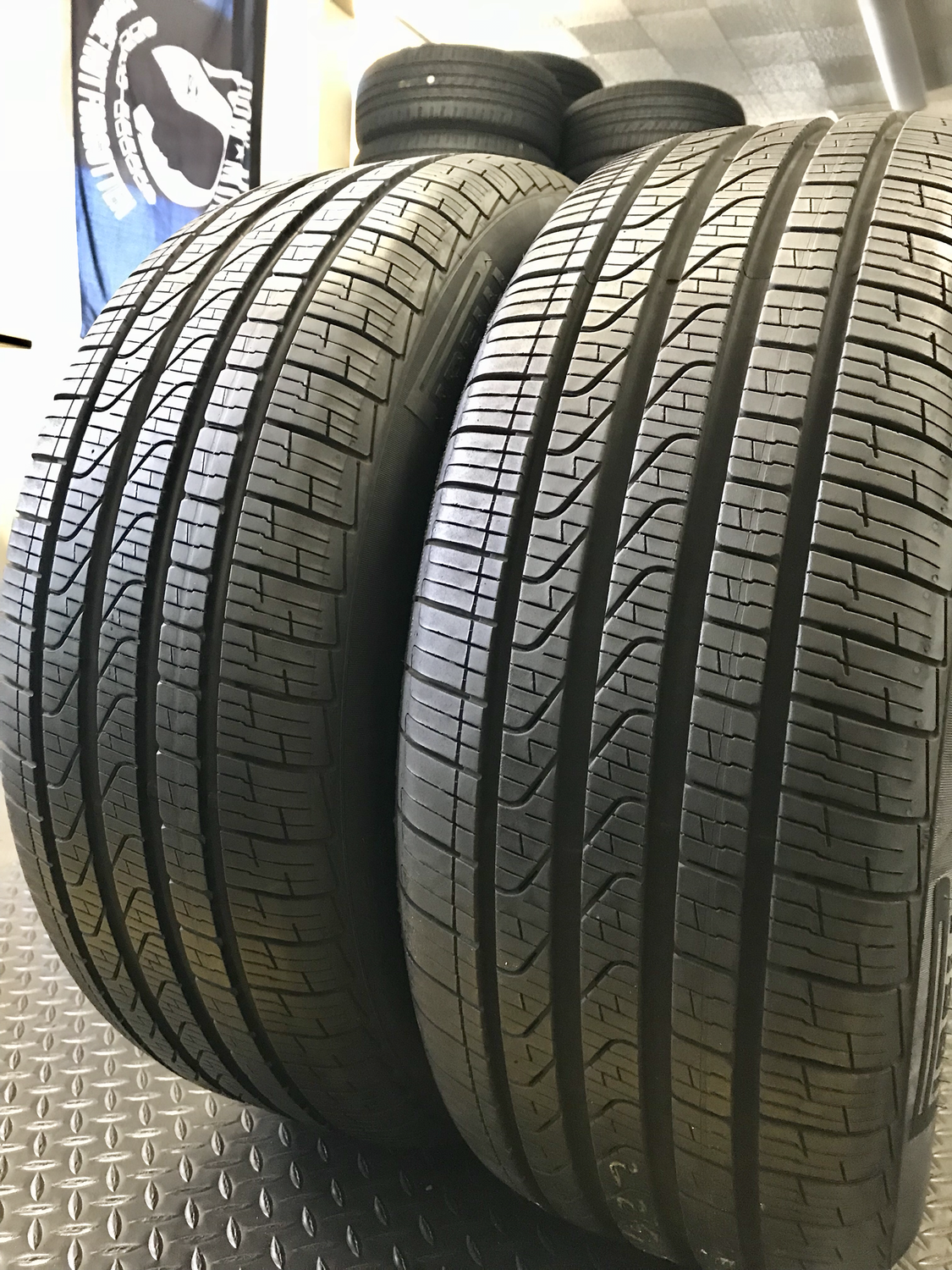 2 USED 225/50R17 Pirelli CINTURATO P7 A/S RFT MOE WITH 9/32