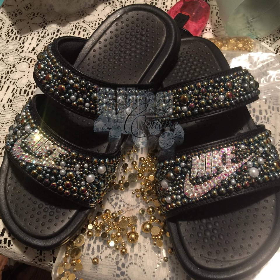 nike bedazzled slides