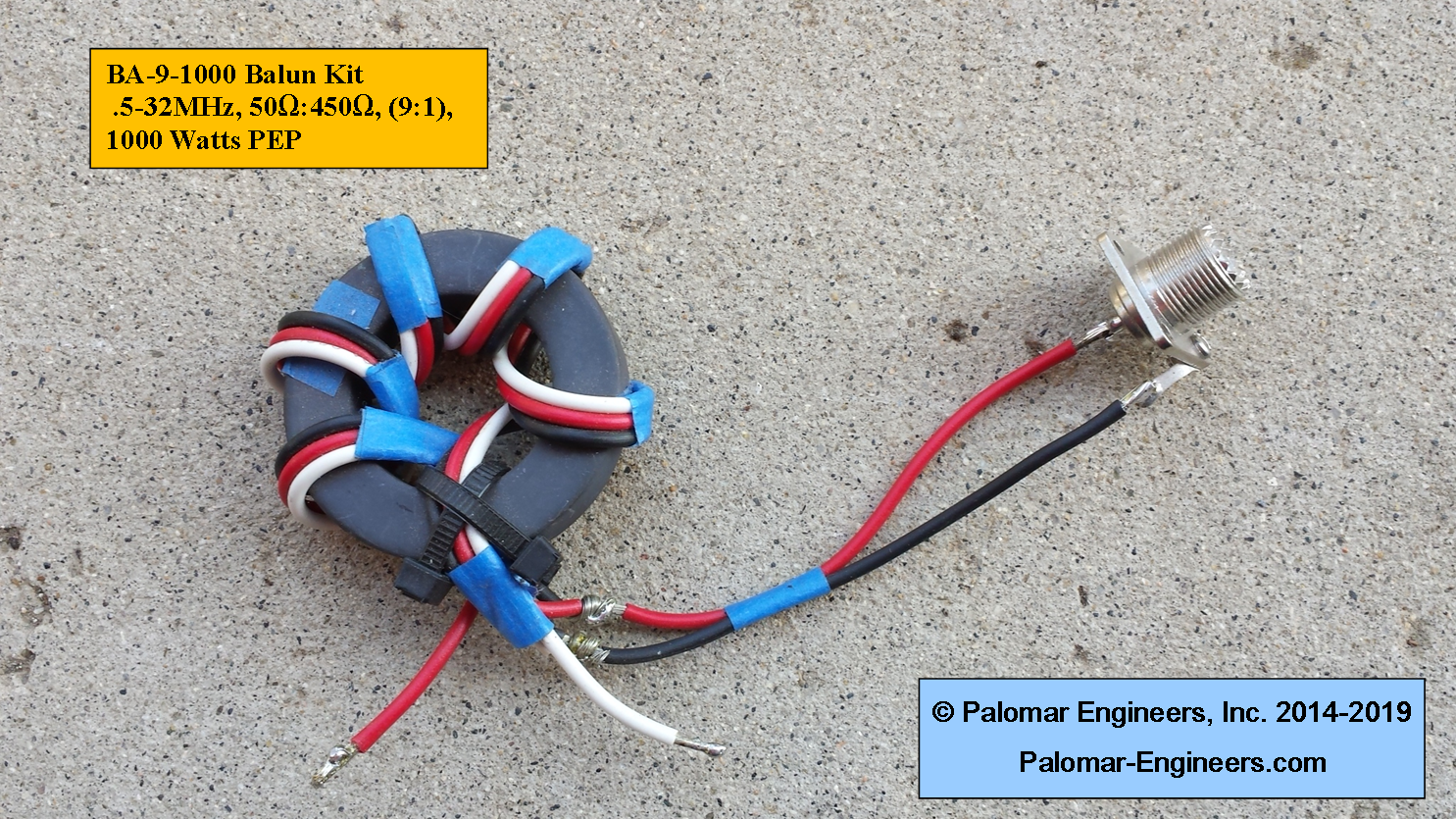 450:50 ohm (9:1) Balun or Unun Core Kit, .5-32 MHz, 1000 watts PEP, end fed/Ladder Line antenna BA-9-1000 450:50 ohm (9:1) Balun or Unun Core Kit, .5-32 MHz, 1000 watts PEP, end fed/Ladder Line antenna BA-9-1000