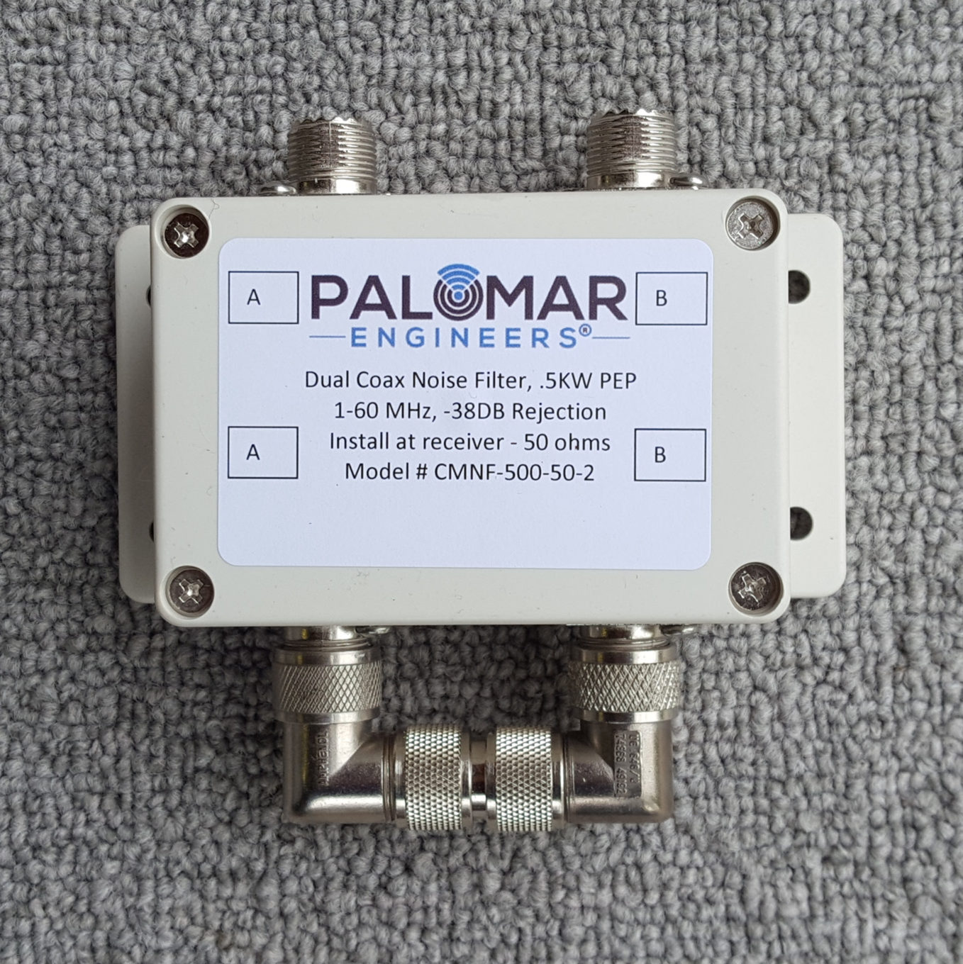 Dual Port Coax Common Mode Noise Filter - 500 Watts PEP, 1-60 MHz Dual Port Coax Common Mode Noise Filter - 500 Watts PEP, 1-60 MHz