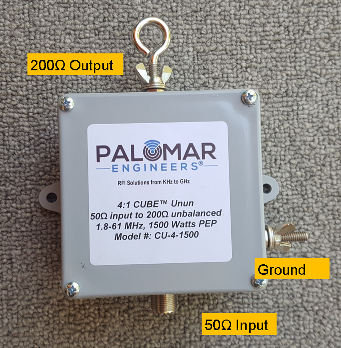 50:200 (4:1) CUBE™ Unun, 1.8-61 MHz, 1500 Watts PEP, Sloper, Vertical 50:200 (4:1) CUBE™ Unun, 1.8-61 MHz, 1500 Watts PEP, Sloper, Vertical