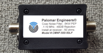 Coax Common Mode Noise Filter - 500 Watts PEP, .1-10 MHz Low Frequency 160-40 Meters Coax Common Mode Noise Filter - 500 Watts PEP, .1-10 MHz Low Frequency 160-40 Meters