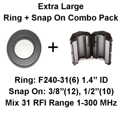 Extra Large Ring/Multi-Snap On Combo Pack, Mix 31, RFI Range 1-300 MHz - 28 filters Extra Large Ring/Multi-Snap On Combo Pack, Mix 31, RFI Range 1-300 MHz - 28 filters