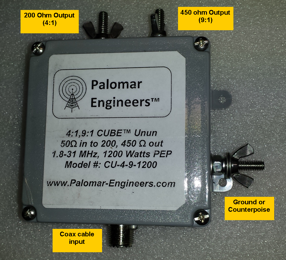 Multi Ratio 50:200 (4:1) & 50:450 (9:1) CUBE™ Unun, 1.8-31 MHz, 1.2 KW, end fed CU-4-9-1200 Multi Ratio 50:200 (4:1) & 50:450 (9:1) CUBE™ Unun, 1.8-31 MHz, 1.2 KW, end fed CU-4-9-1200